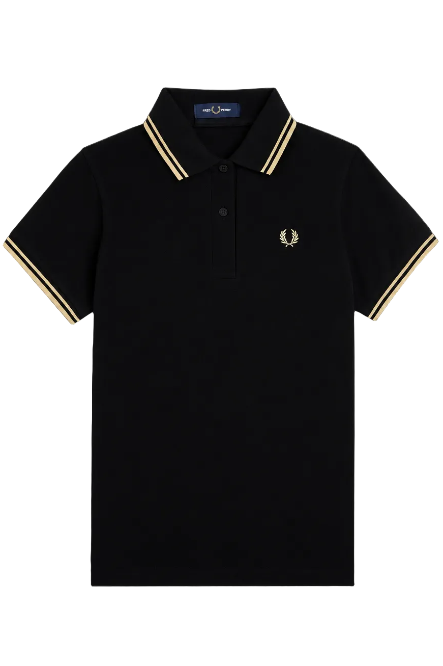 Fred Perry Poloshirt Schwarz - Gold/Schwarze Streifen