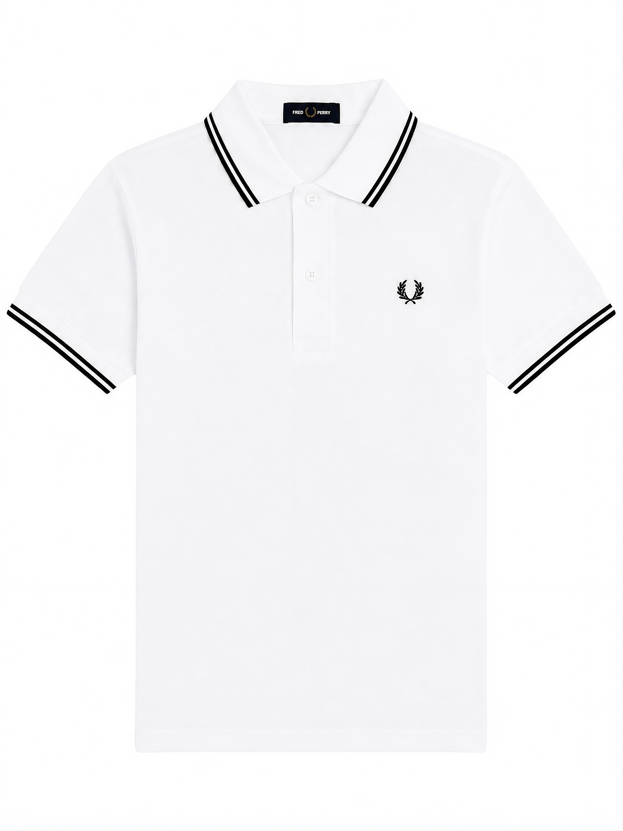 Fred Perry Poloshirt Weiß - Schwarze Streifen