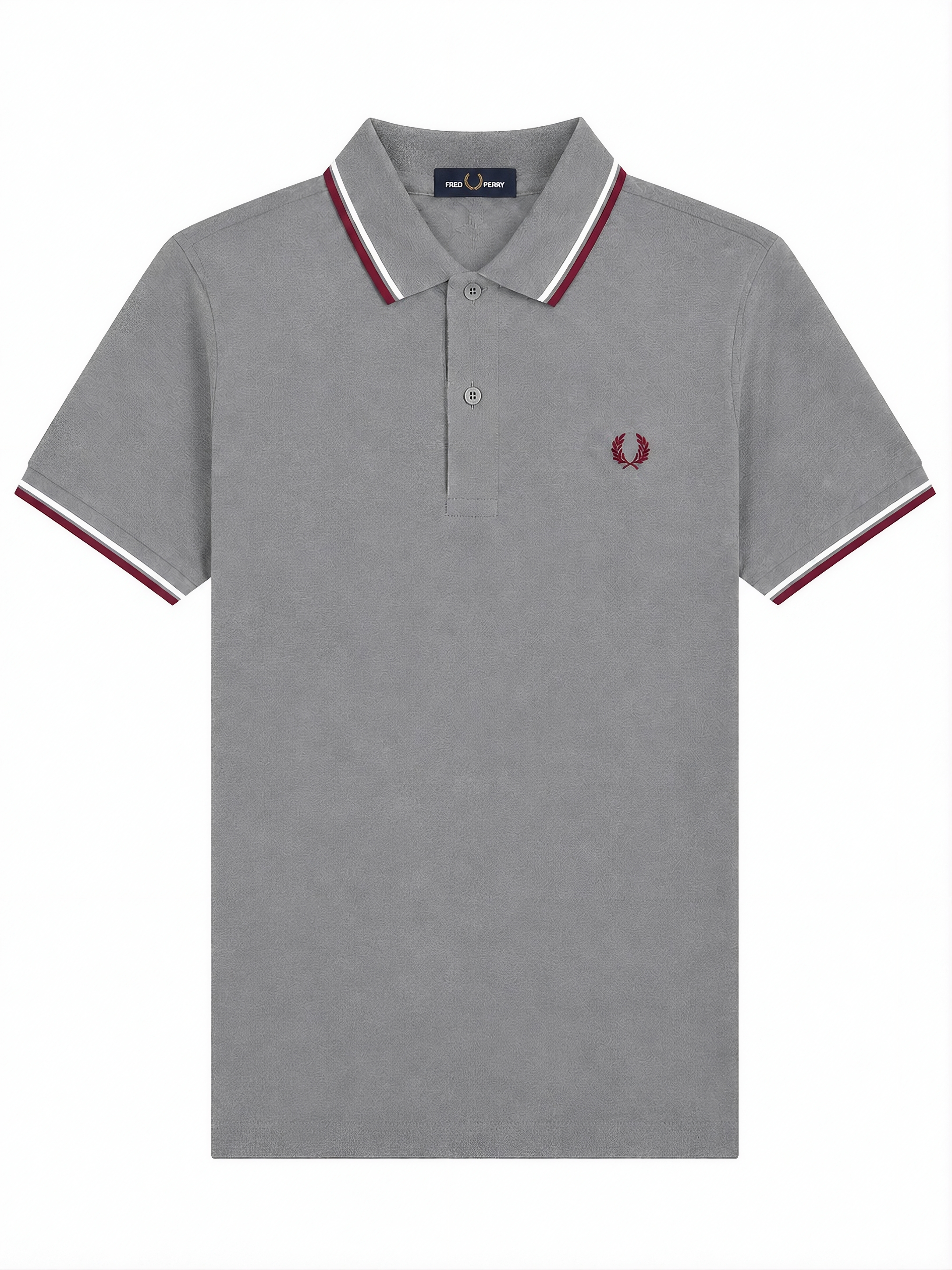 Fred Perry Poloshirt Grau - Weiße/Rote Streifen