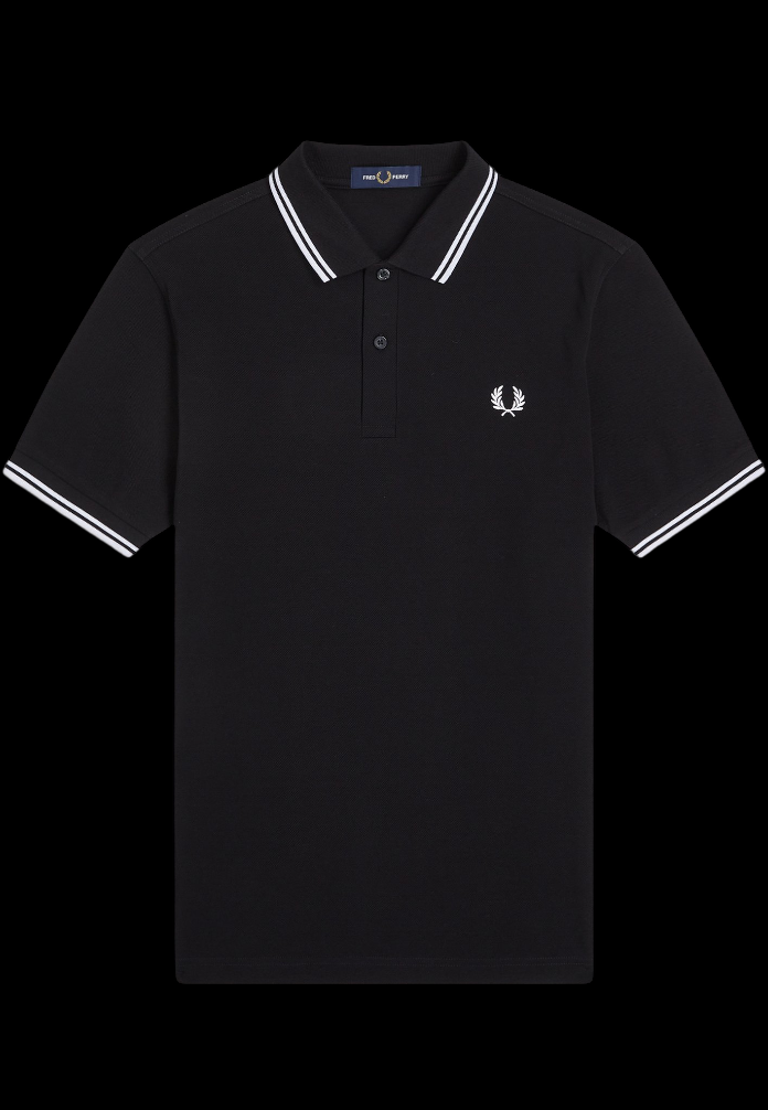 Fred Perry Poloshirt Schwarz - Weiße Streifen