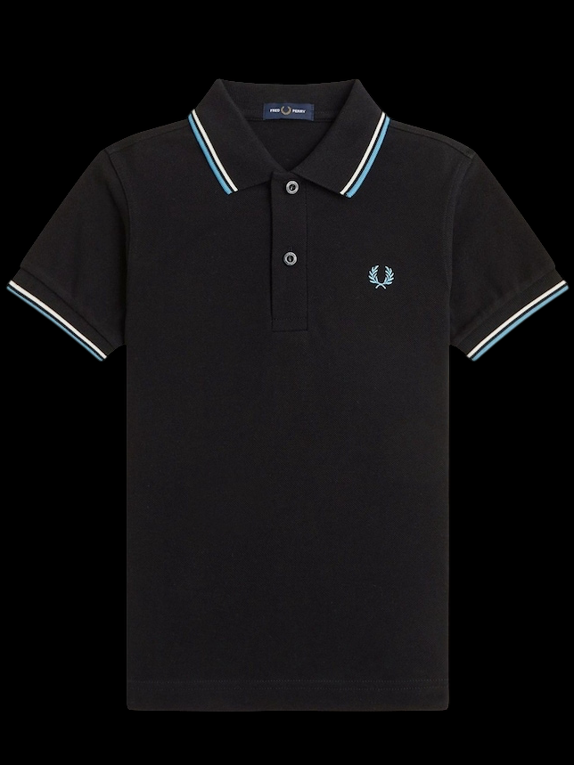 Fred Perry Poloshirt Schwarz - Blau/Weiße Streifen