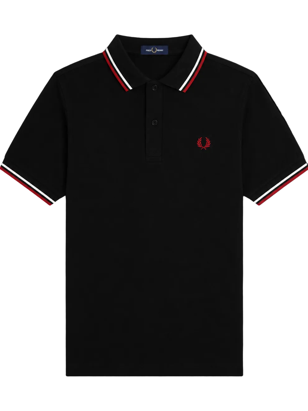 Fred Perry Poloshirt Schwarz - Rot/Weiße Streifen