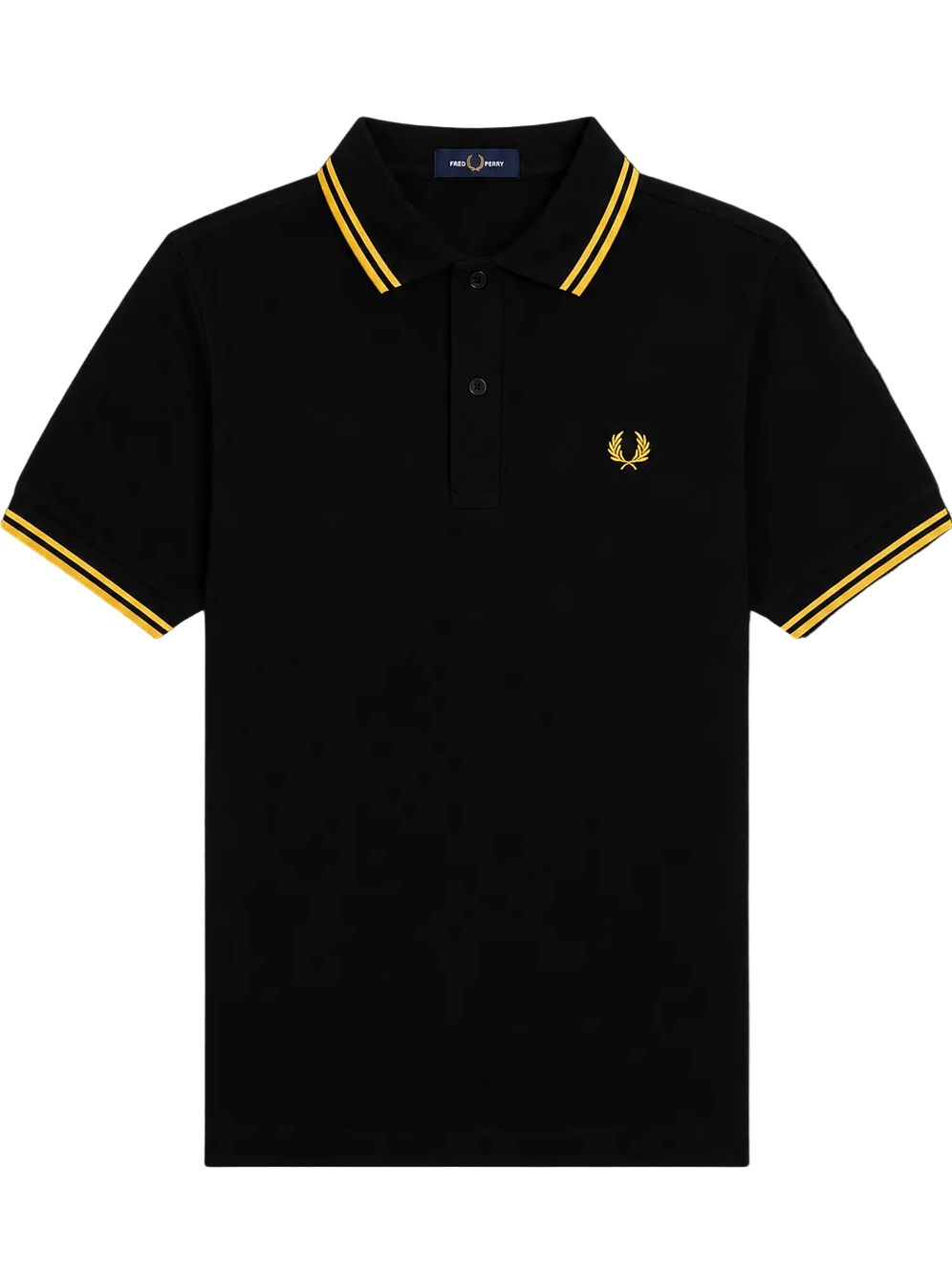 Fred Perry Poloshirt Schwarz - Gelbe Streifen