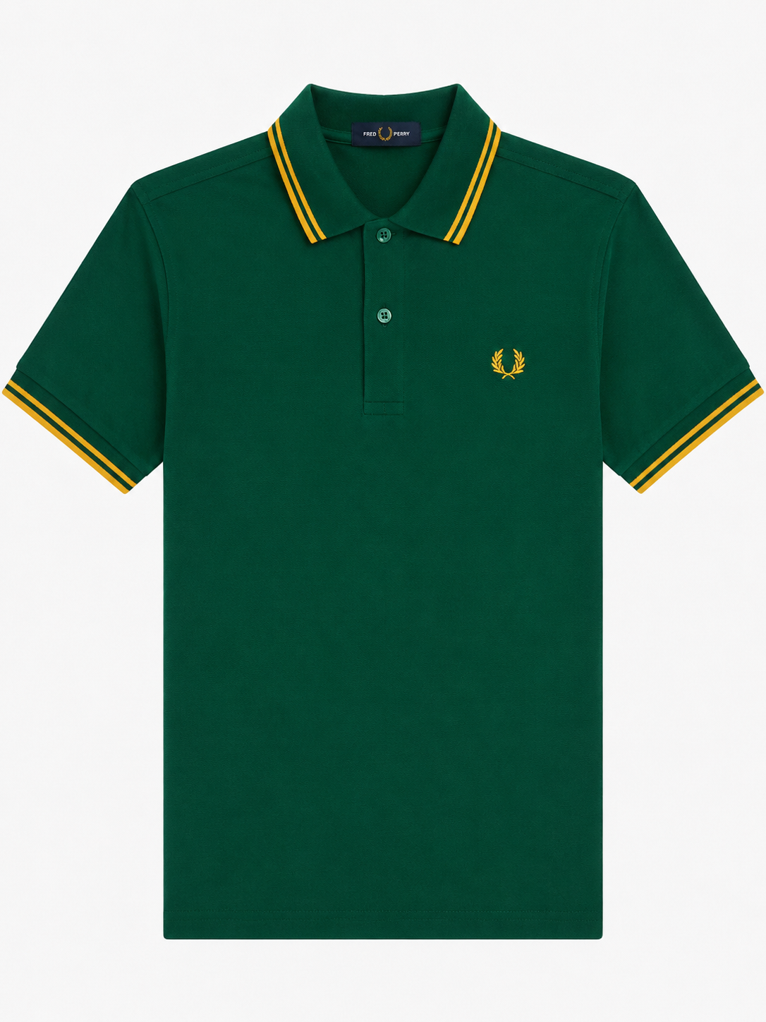 Fred Perry Poloshirt Grün - Gelbe Streifen