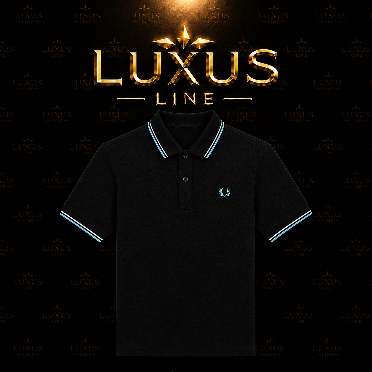 Fred Perry Poloshirt Schwarz - Blau/Weiße Streifen