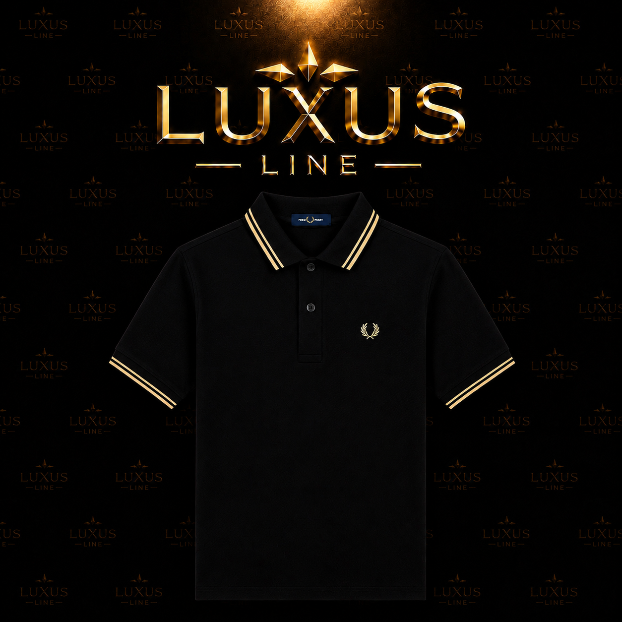 Fred Perry Poloshirt Schwarz - Gold/Schwarze Streifen