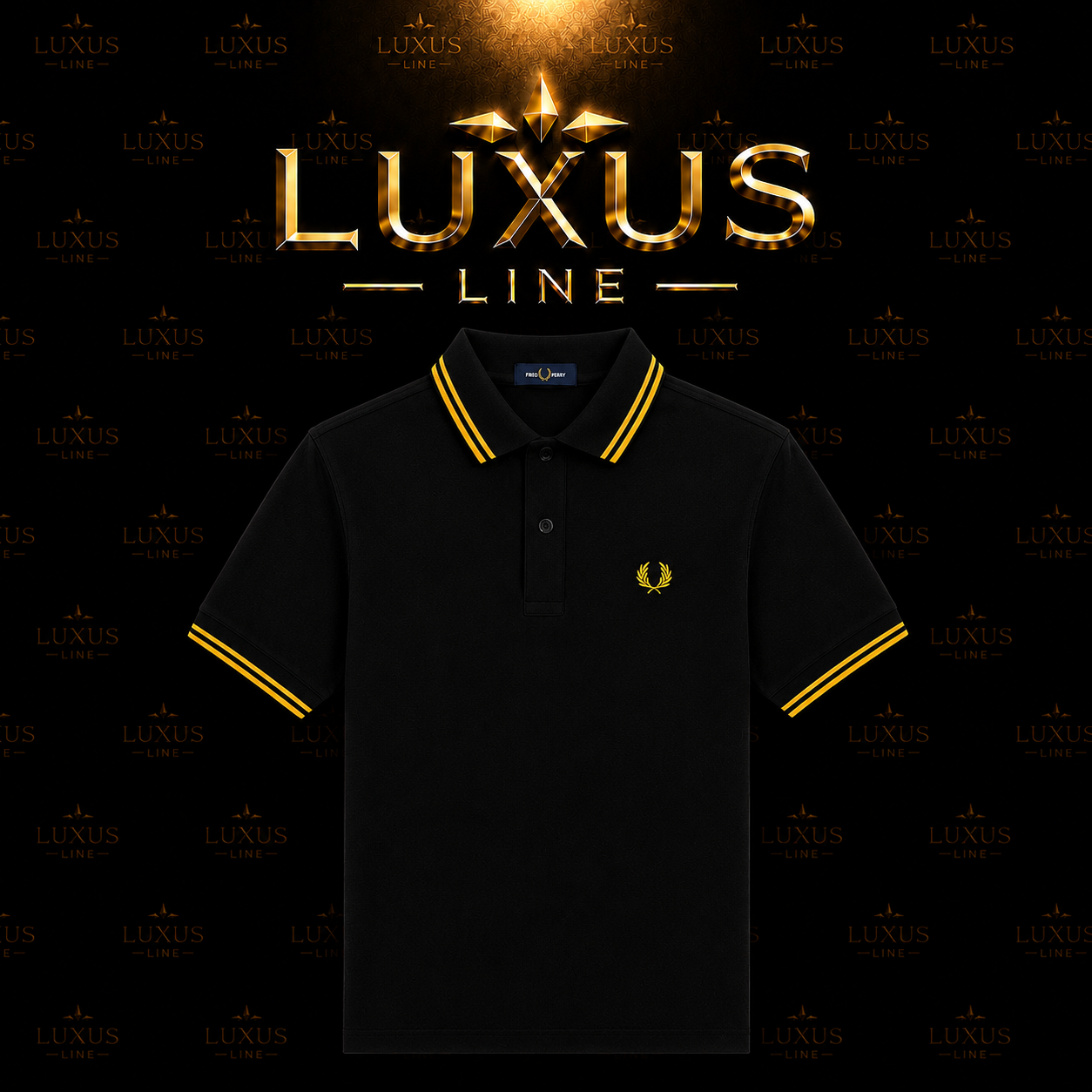 Fred Perry Poloshirt Schwarz - Gelbe Streifen
