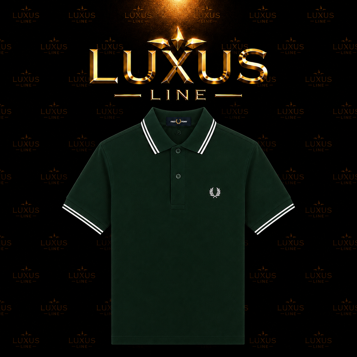 Fred Perry Poloshirt Grün - Weiße Streifen