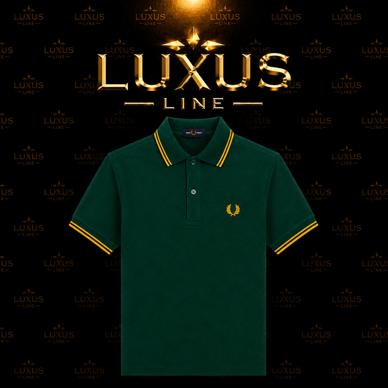 Fred Perry Poloshirt Grün - Gelbe Streifen