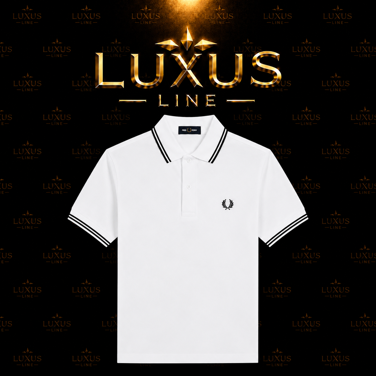 Fred Perry Poloshirt Weiß - Schwarze Streifen