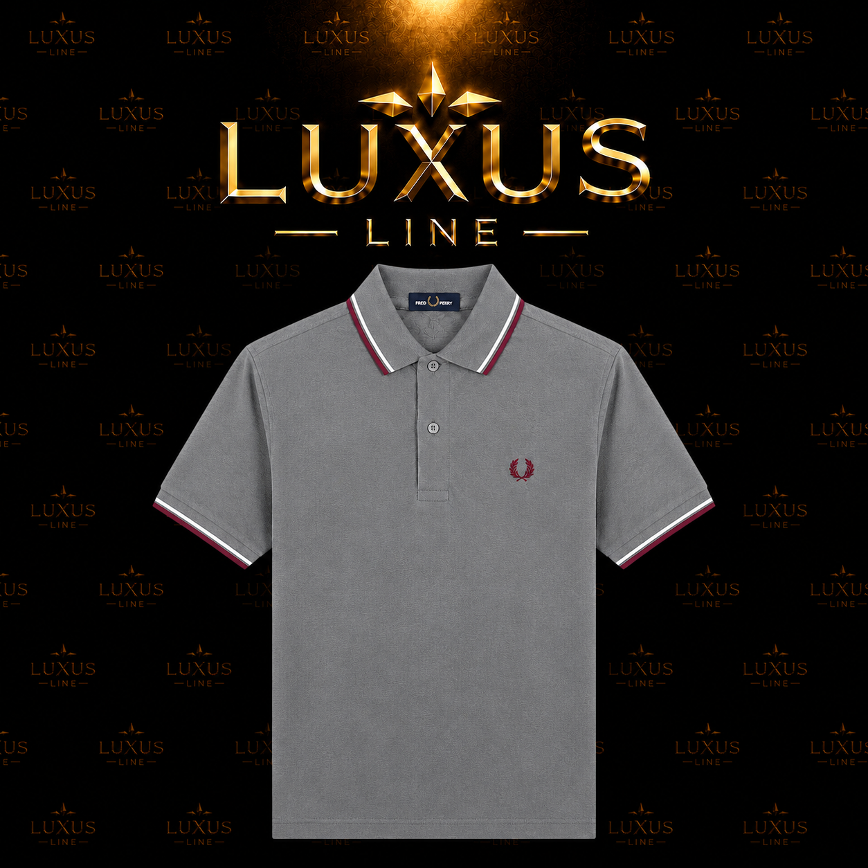 Fred Perry Poloshirt Grau - Weiße/Rote Streifen